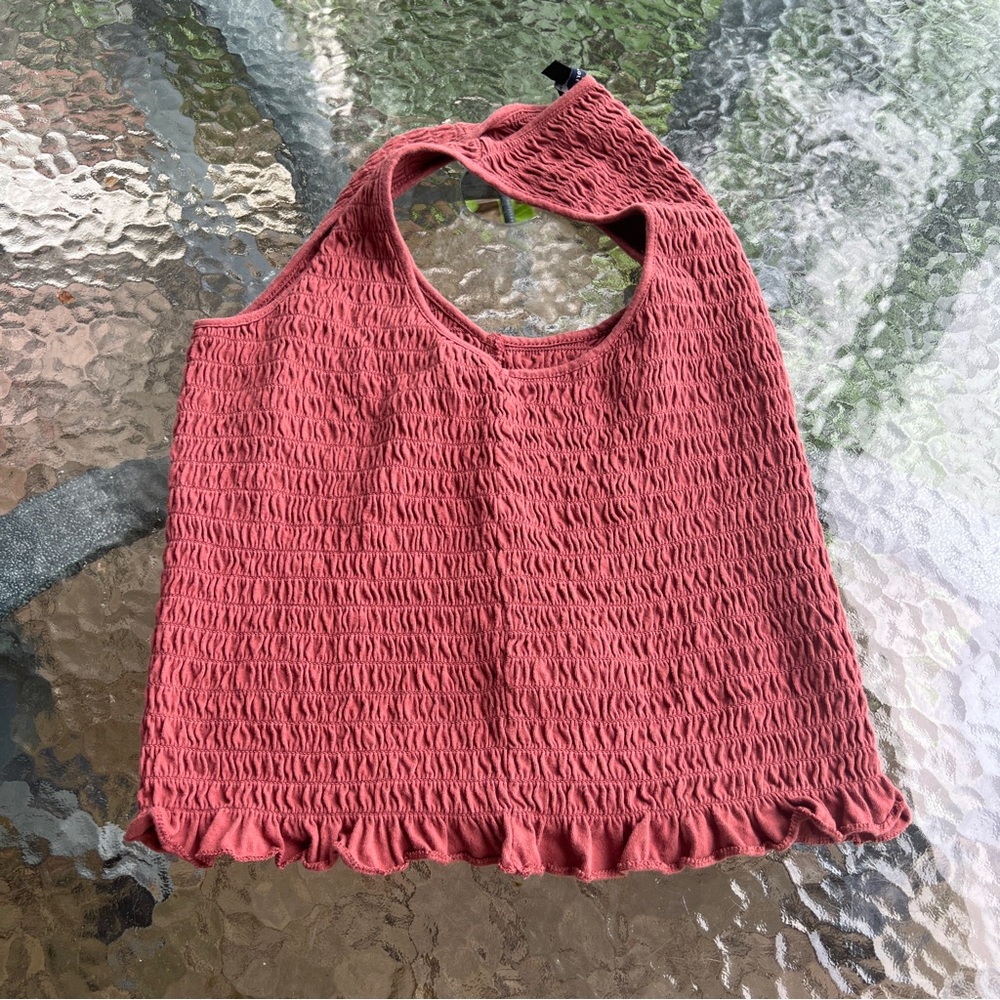 American Eagle Elastic Ruching Razorback Tank Top F7 - Picture 3 of 5